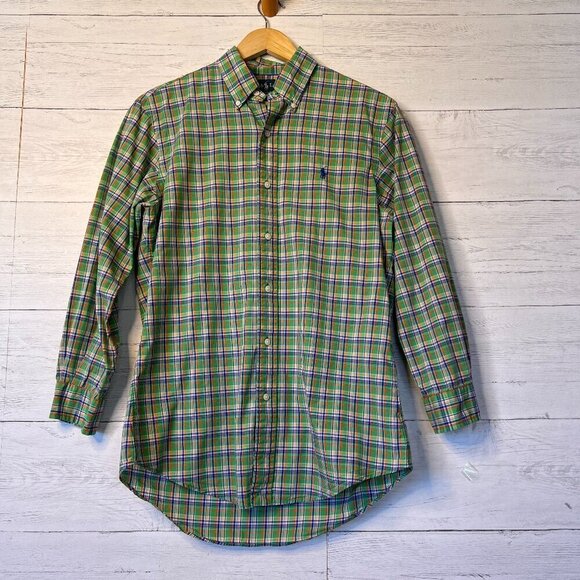 Ralph Lauren Dress Shirt Size Small Custom Fit Vintage Plaid Button Down Plaid - Picture 1 of 15